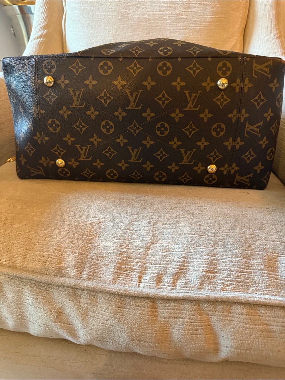 Monogram Hobo Shoulder Bag in Brown and Tan - Picture 5 of 12
